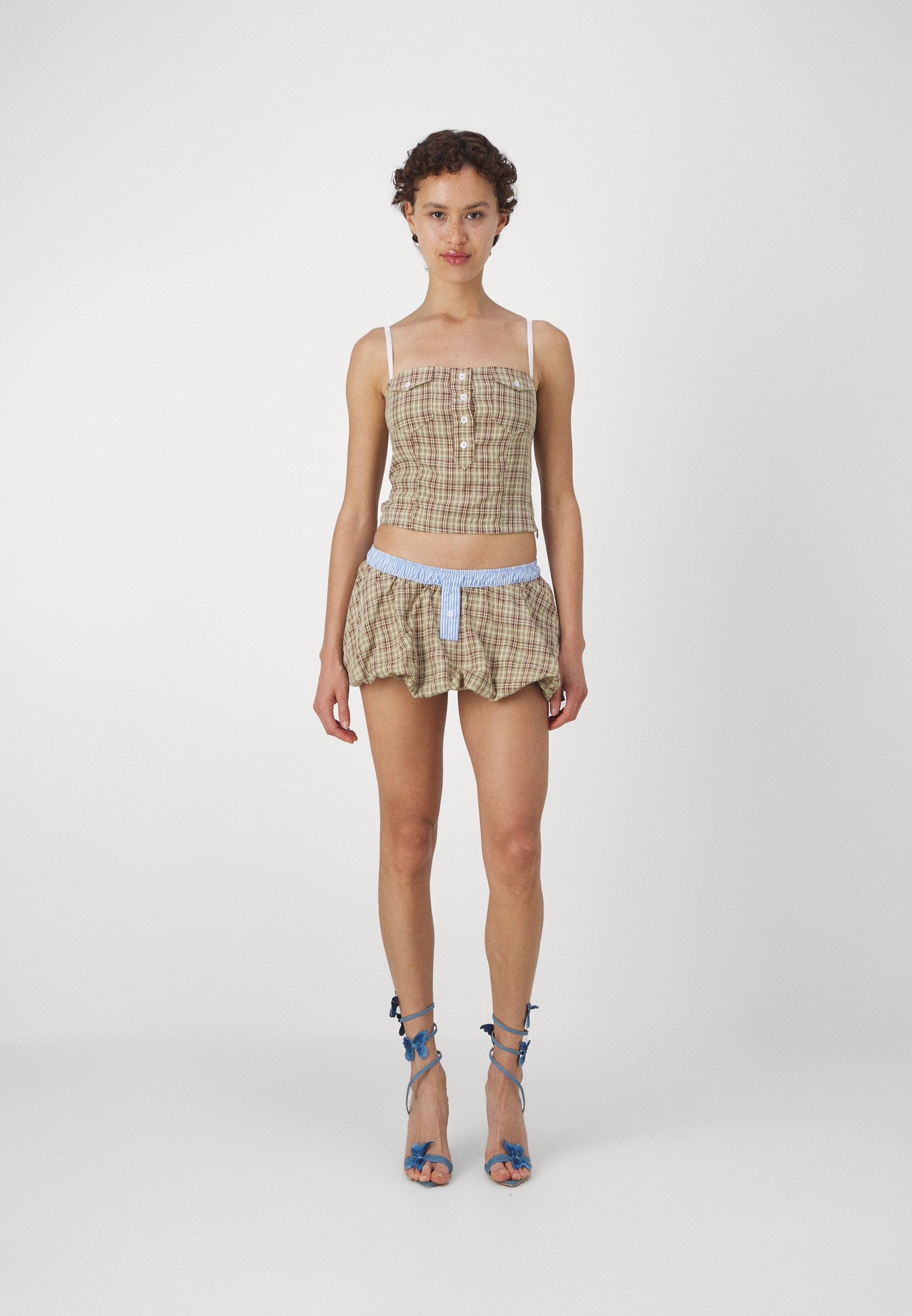 【JADED LONDON】Brown Checked Lulu Puffball Boxer MicroSkirt Shop Brown Checked Lulu Puffball Boxer Micro Skirt | Jaded