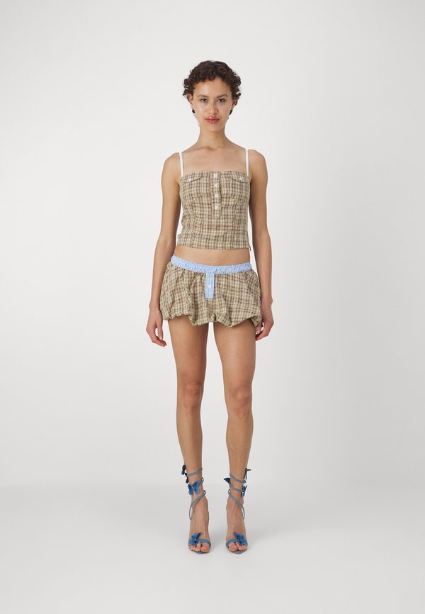 CHECK BOXER PUFFBALL SKIRT - Mini skirt - multi4