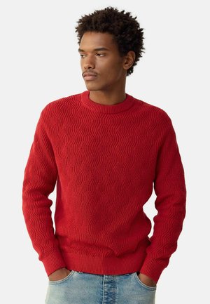 REGULAR FIT WAVE CABLE CREW  - Striktrøje - berry red