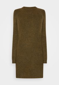 PIECES Pcellen LS High Neck Knit Dress - Vestito A Righe Collo Alto | Chicory Coffee, Taglia L Per Donna