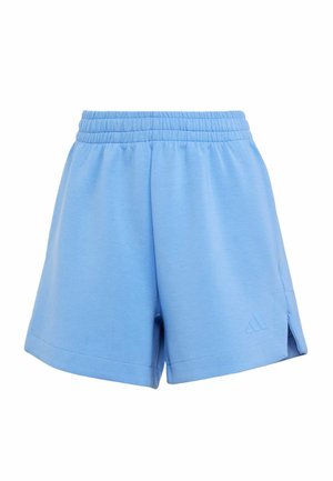 Lichtblauwe sportshorts met een elastische tailleband, gemaakt van zachte stof, met zijsplitten en een subtiele logo op de zoom.