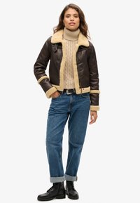 Superdry & Co SLOUCHY CABLE ROLL NECK - Trui - winter taupe twist