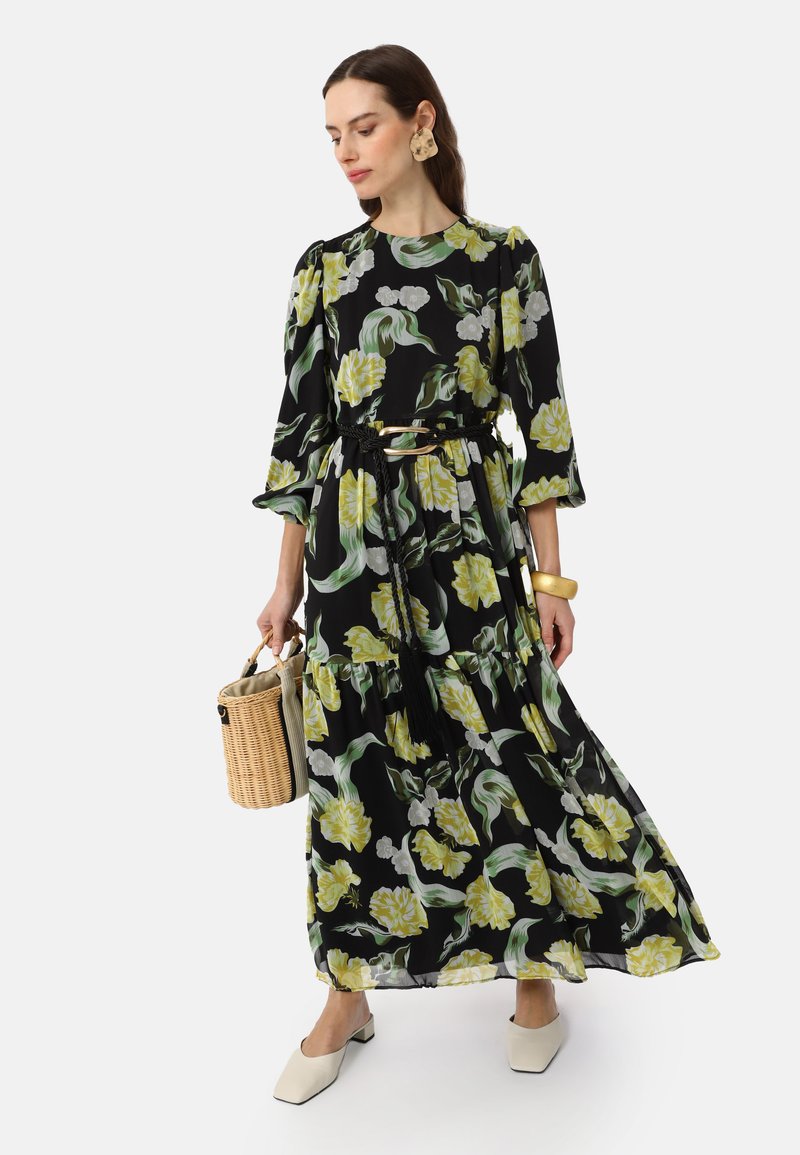 flowy long sleeve mini dress Black Lurex Chiffon Flowy Long Sleeve Mini Dress
