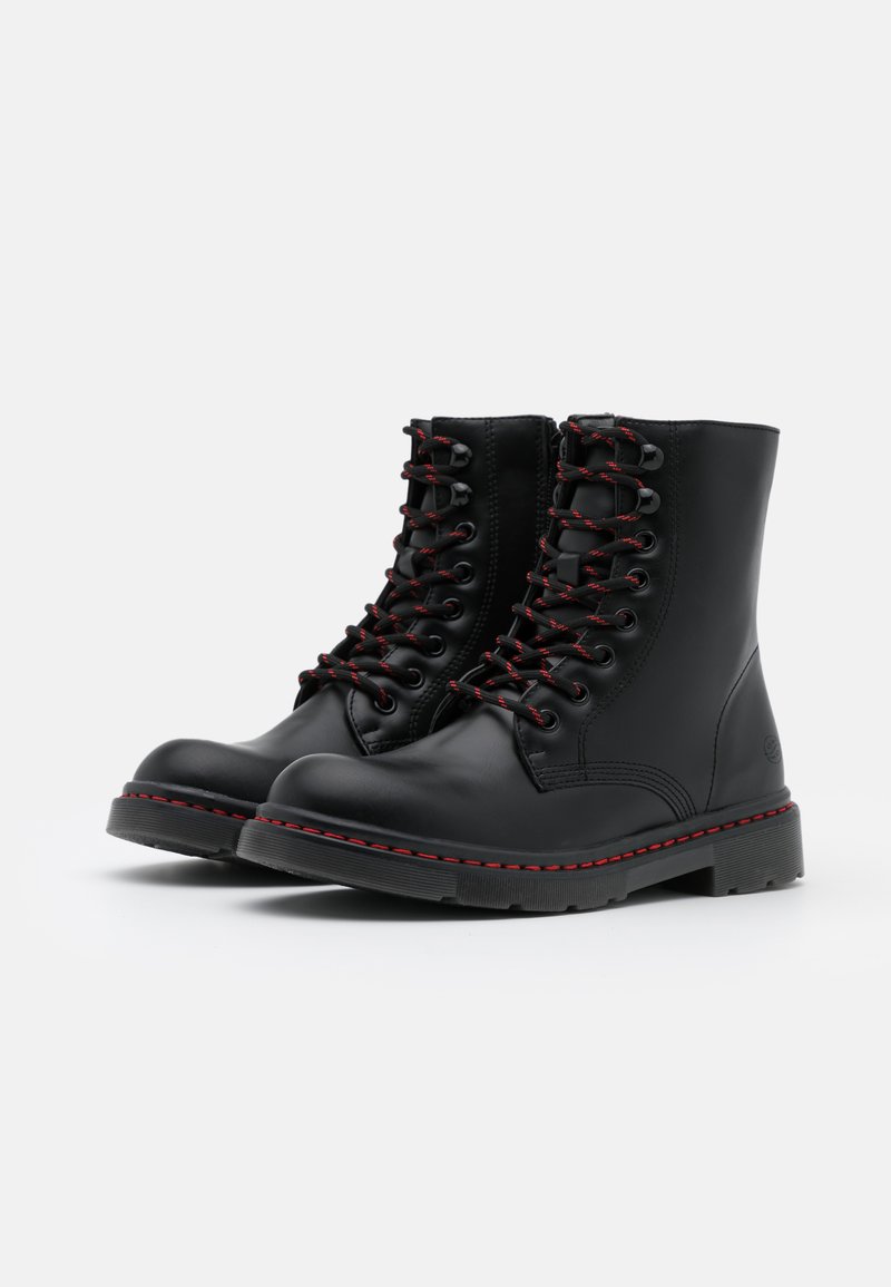 Damen Ankle Boots | Dockers by Gerli Schnürstiefelette allblack/schwarz - NS89678 Damen Ankle Boots | Dockers by Gerli Schnürstiefelette allblack/schwarz - NS89678