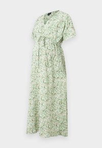 OLMFLAVA V NECK CALF DRESS - Dienas kleita - cloud dancer/green