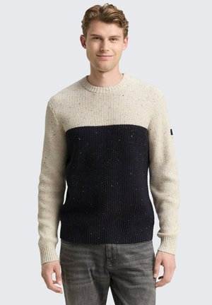 Trui - offwhite navy color block