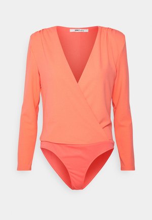 ONLY Petite, ONLSMILE WRAP BODYSTOCKING - Top s dlhým rukávom - georgia peach