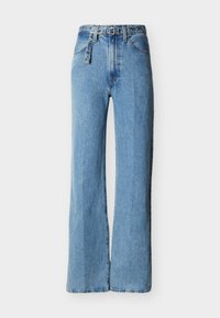 RIBCAGE BELTED - Wide leg - light blue denim