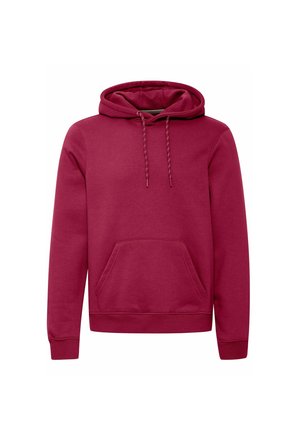 Bordeaux hoodie van zacht materiaal, met een kangoeroezak, verstelbare trekkoorden en geribde manchetten voor een stevige pasvorm.