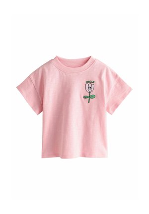 REGULAR FIT - SHORT SLEEVE EMBROIDERED - T-Shirt print - pink flower