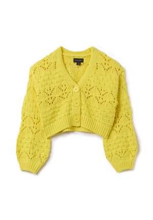WITH V NECK AND OPENWORK DESIGN - Cardigan - banana yellow