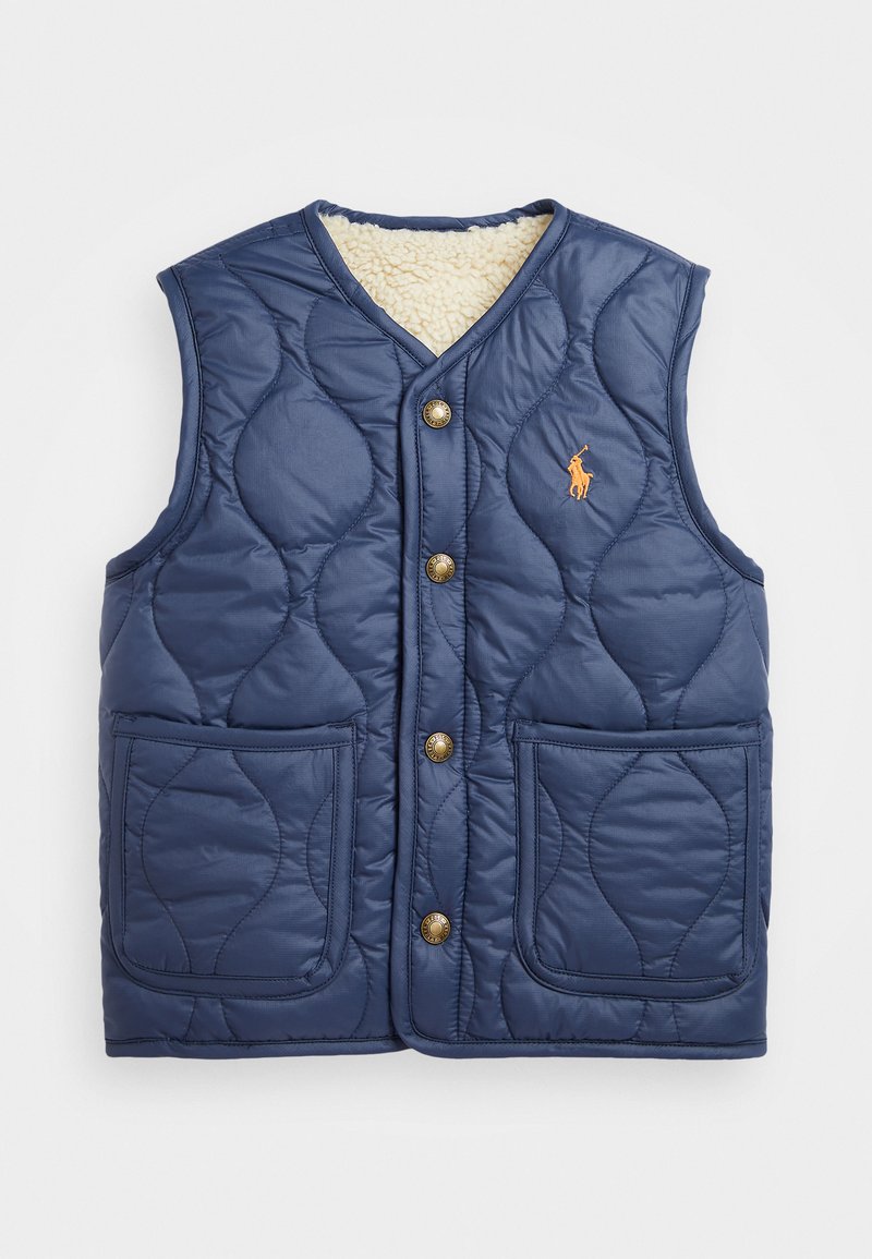 Polo Ralph Lauren REVERSIBLE RIPSTOP & FLEECE DOWN VEST - Veste sans manches - newport navy/spring beige