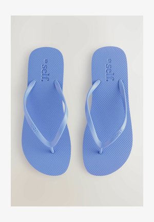 Sinised kummist sussid, millel on struktureeritud siseosa, reguleeritavad rihmad ja logo trükk. Lamedat disaini sobib igapäevaseks kandmiseks.