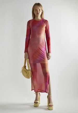 Maxi dress - orange/pink tie dye mesh