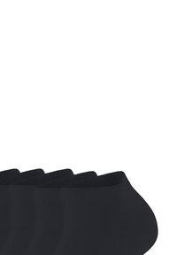 Calze nere alla caviglia in confezione da cinque, realizzate in un materiale liscio e elastico, con un bordo in alto e un design senza cuciture.