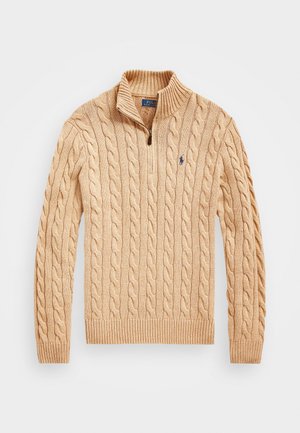 Polo Ralph Lauren CABLE-KNIT COTTON QUARTER-ZIP JUMPER - Jersey de punto - camel melange