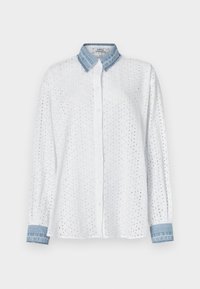 BRODERIE ANGLAISE SHIRT - Blusa - light blue/white