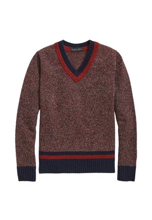 PATTERNED V-NECK - Strickpullover - navy