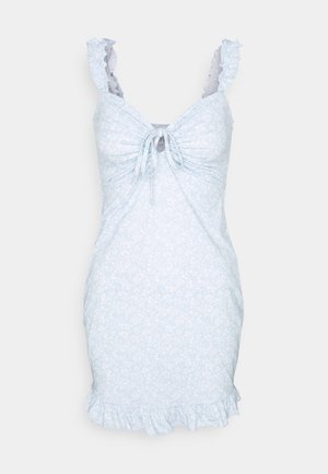 DRAWSTRING FRILL DRESS - Vestido de tubo - blue/white
