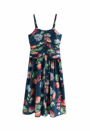 REGULAR FIT - RUCHED STRAPPY MIDI - Freizeitkleid - navy floral