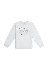 Sudadera gris de mangas largas, con cuello redondo y un gráfico en forma de corazón con el texto "O'Neill" en una elegante tipografía.