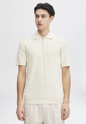 Casual Friday CFKARL KNIT POLO WITH HALFZIP - Poloshirt - white asparagus