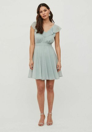 VILA GERÜSCHTES V AUSSCHNITT - Day dress - green milieu