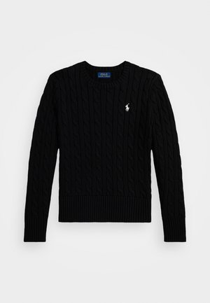 CABLE KNIT COTTON JUMPER - Jumper - black/nevis