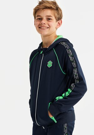 MET CAPUCHON EN TAPEDETAIL - Hoodie met rits - dark blue