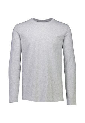 Ljusgrå långärmad T-shirt i mjuk bomull, med rund halsringning och en avslappnad passform. Inga synliga mönster eller detaljer.