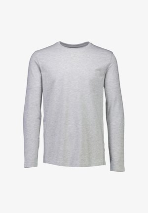 Ljusgrå långärmad T-shirt i mjuk bomull, med rund halsringning och en avslappnad passform. Inga synliga mönster eller detaljer.