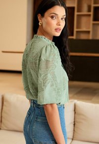 Lipsy 3/4 SLEEVE BURNOUT TIE NECK REGULAR FIT
 - Blūze - green
