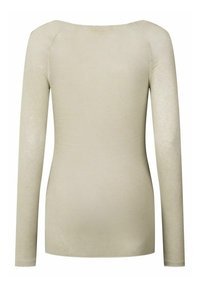 Langärmliges Oberteil in hellem Beige, aus weichem Stoff gefertigt. Verfügt über einen runden Halsausschnitt und eine figurnahe Silhouette mit minimalen Designdetails.