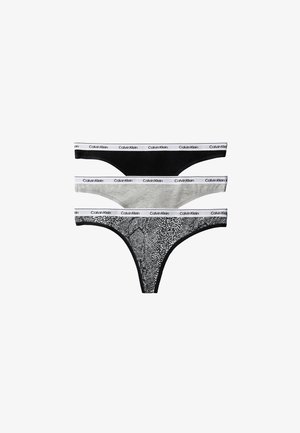 Calvin Klein Underwear, ICON LOGO 3 PACK - Tanga - black/grey heather/marble snake
