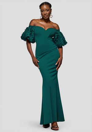 OFF THE SHOULDER 3D PUFFED SLEEVE SWEETHEART - Festklänning - emerald green