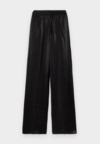 SHINY PALAZZO PANTS - Trousers - deep black