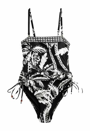 Badeanzug - black cream palm