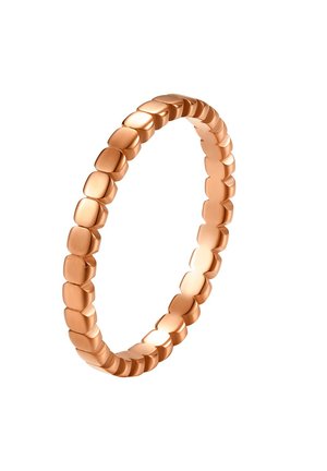 Rose gold ring with rounded, textured links. Smooth, polished finish with a continuous circular design, featuring irregular shapes for visual interest.