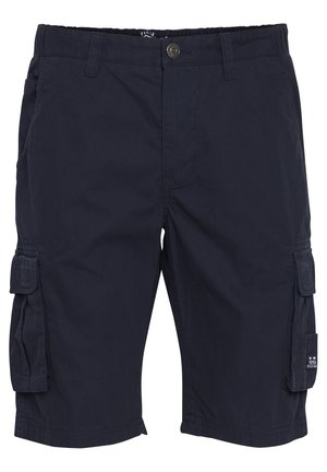 Marine cargoshorts gemaakt van stof met twee zijzakken, twee cargozakken en een knoopsluiting aan de taille. Glad oppervlak, relaxte pasvorm.