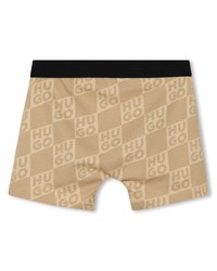 Μπεζ μποξεράκια με επαναλαμβανόμενο μοτίβο λογότυπου "HUGO" και μαύρη ελαστική μέση.