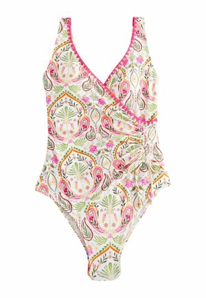 RUCHED SIDE SHAPE ENHANCING  - Plavky - cream pink paisley whipstitch