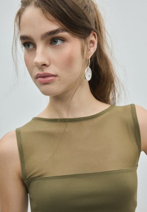Stradivarius, OVAL LACE DANGLE EARRINGS - Boucles d'oreilles - metallic grey