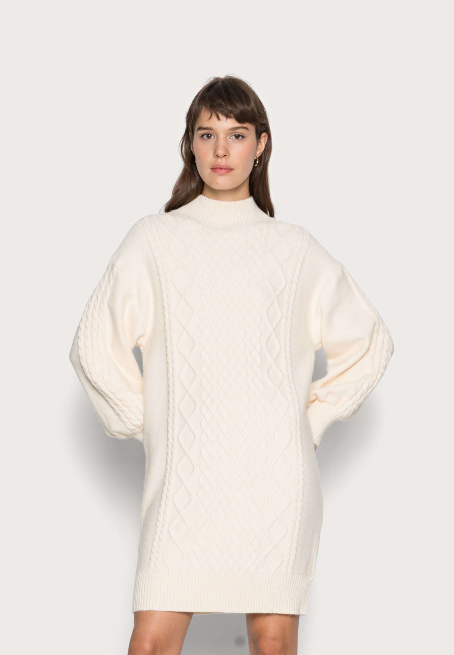 Esqualo Dress Cable Jumper Dress Beige, Women's, Size: XL, Off-White