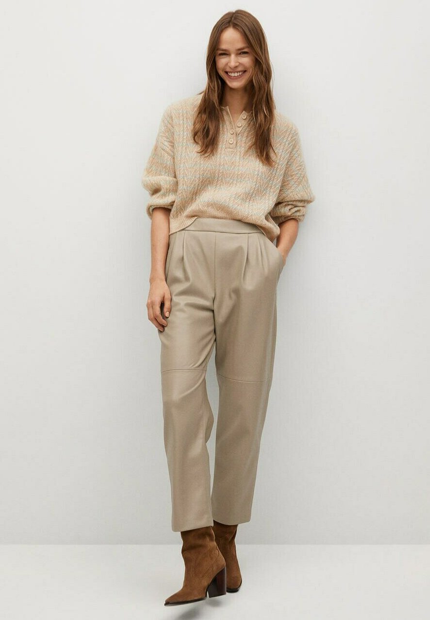 Mango SIENA - Pantaloni di pelle - licht/pastelgrijs/sabbia - Zalando.it
