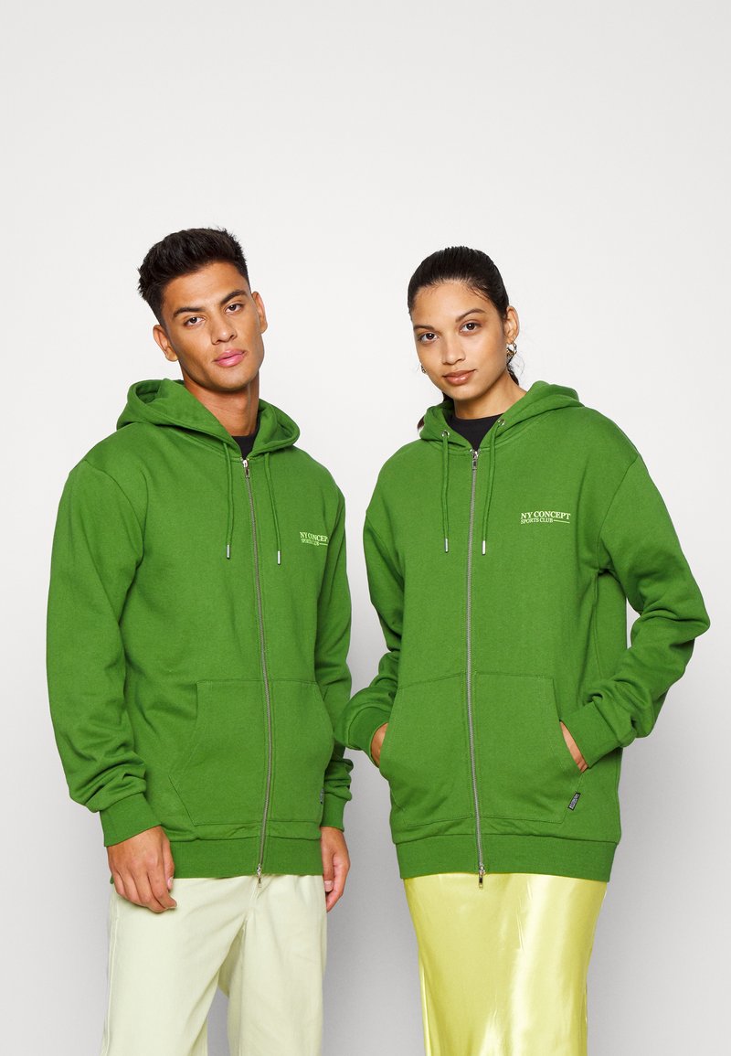 NY CONCEPT STACK ZIP HOOD UNISEX Sweater met rits washed green