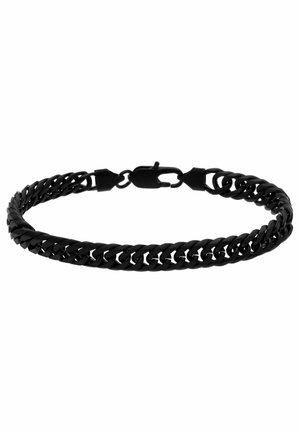 Black stainless steel curb chain bracelet with lobster clasp closure, shown on a white background.