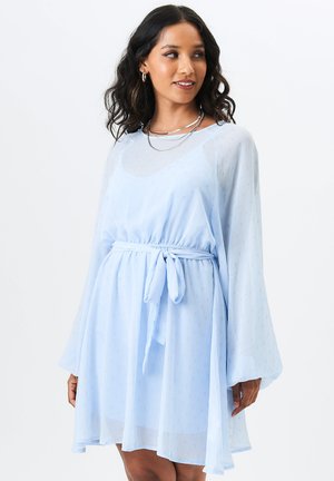 LONG SLEEVE FOIL MINI - Day dress - blue