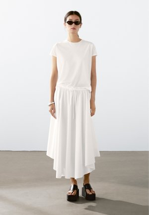 FLOWING SHORT SLEEVE WITH CREW NECK - T-shirt - bas - white