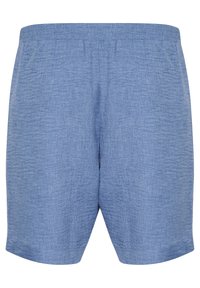 Pantaloncini azzurri con una vita elastica, realizzati in tessuto strutturato, caratterizzati da una vestibilità comoda e orlo dritto. Nessuna tasca visibile.