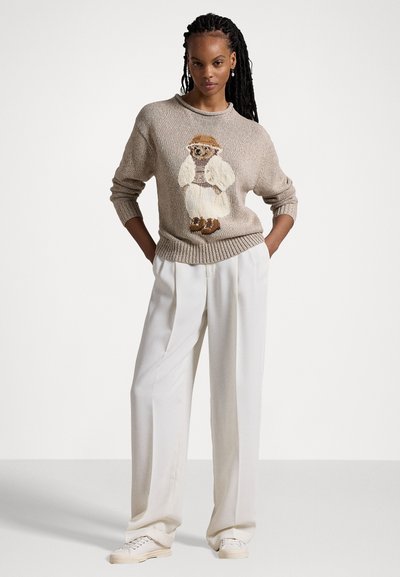 Polo Ralph Lauren POLO BEAR CREWNECK SWEATER - Striktrøje - mushroom marl multi
